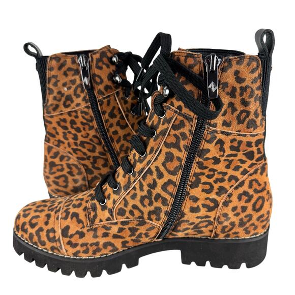 DONALD J PLINER LACE UP LEATHER COMBAT BOOTS IN LEOPARD NWOB WOMEN'S‎ SIZE 7M - Picture 5 of 14